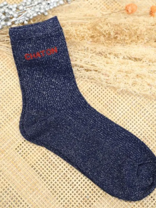 Shop Chaussettes Chaton Bleu Chaussettes