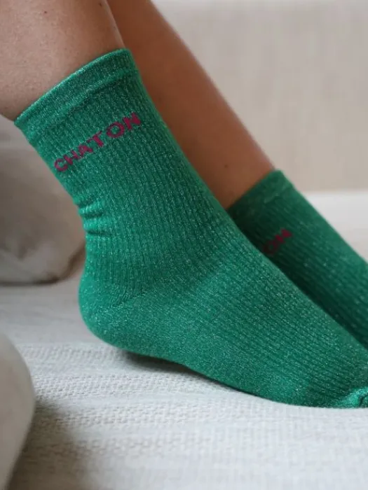 Online Chaussettes Chaton Vert Chaussettes