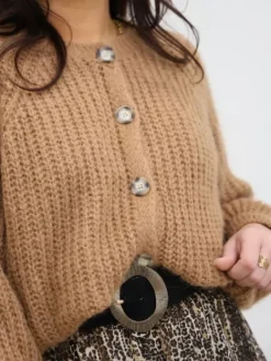 Shop Gilet Deva Camel Pulls Et Gilets