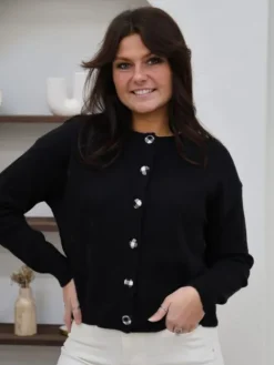 Shop Gilet Olga Noir Pulls Et Gilets