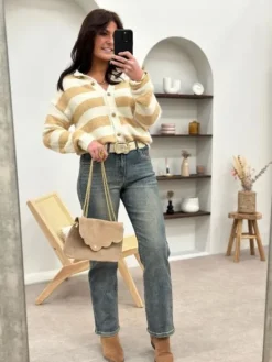 Store Gilet Shanna Ecru-camel Pulls Et Gilets