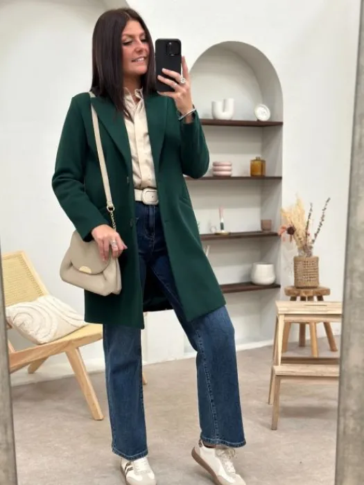Sale Manteau Nella Vert Sapin Manteaux