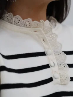 Fashion Pull Elina Beige-noir Pulls Et Gilets