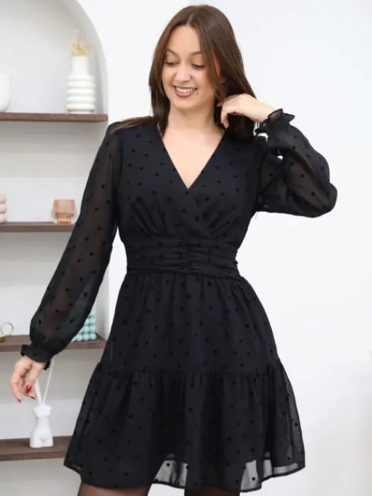 Hot Robe courte Alina Noir Robes