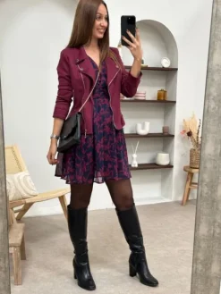 Shop Robe courte Sally Mauve Robes