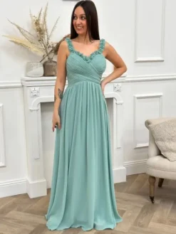 Cheap Robe longue Anaïs Vert Sauge Collection Cérémonie