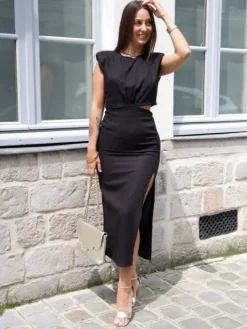 Cheap Robe longue Luísa Noir Robes