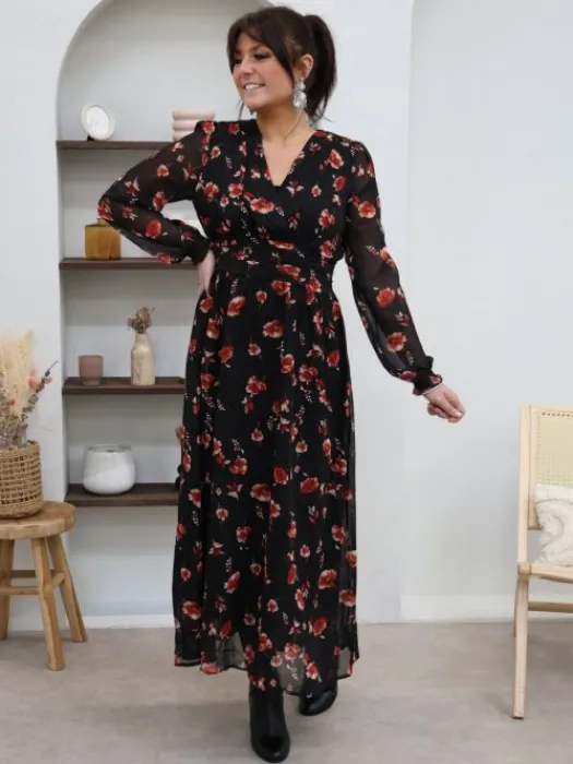 Online Robe longue Maissa Noir Robes