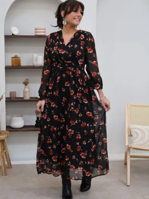 Online Robe longue Maissa Noir Robes