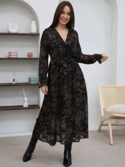 Clearance Robe longue Zelie Noir Robes