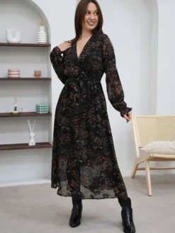 Clearance Robe longue Zelie Noir Robes