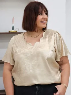 Hot Top Tess Beige Tops & Teeshirts|Collection Belle Taille